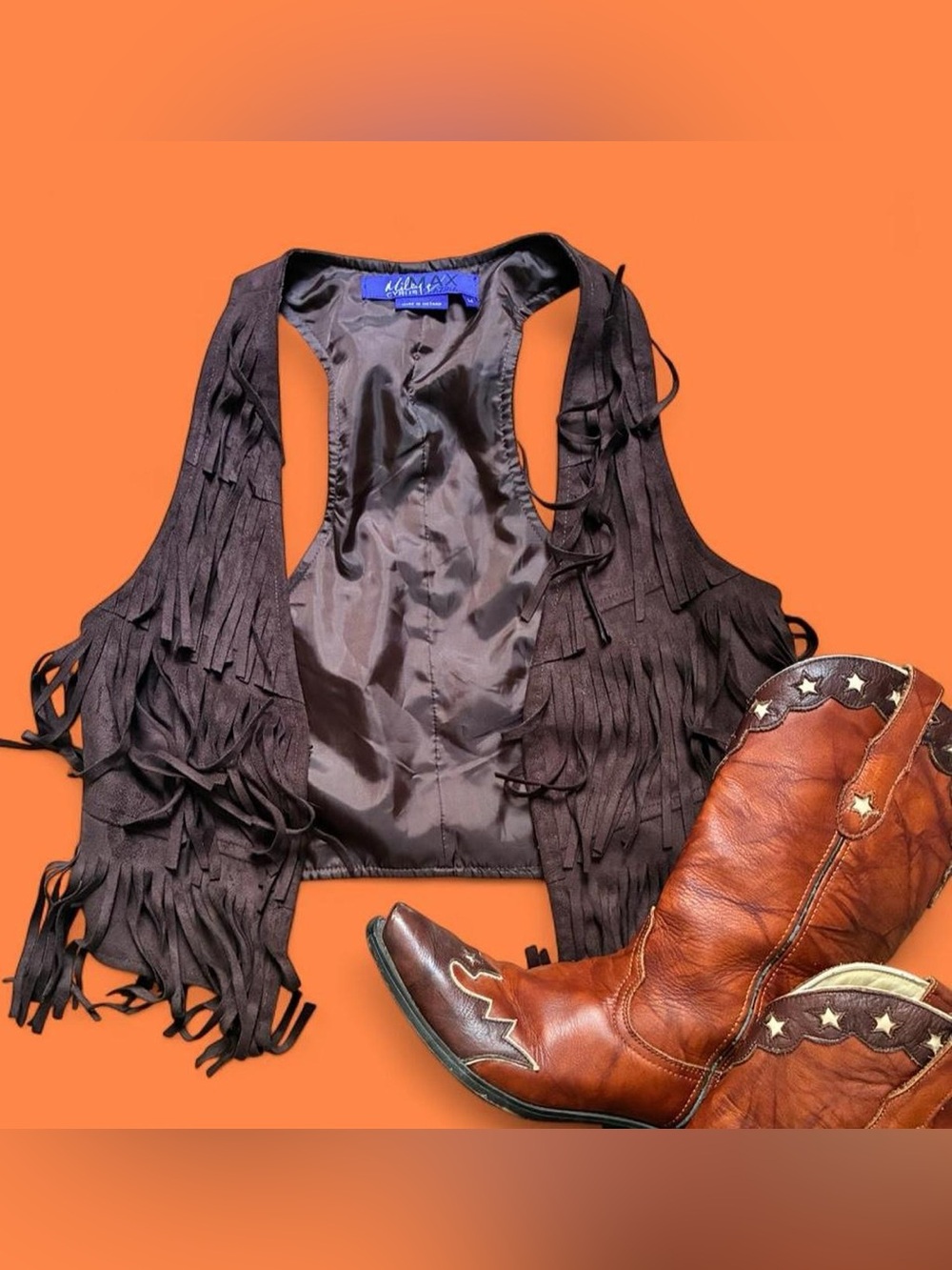 Miley Cyrus & Max Azria Brown Fringe Suede Vest